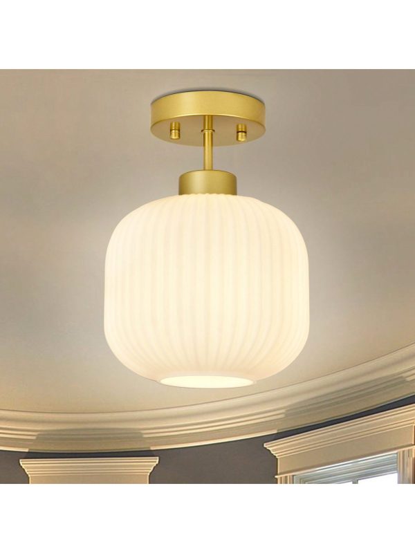 Modern Ceiling Light, Dimmable Ceiling Lamp With Shade Round, Semi Flush Mount Close To Ceiling Lighting Fixture For Bedroom Living Room Hallway Kitchen White