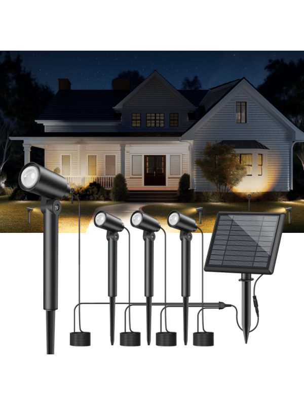 4-In-1 Bright Solar Spot Lights Outdoor, 3 Modes Solar Spotlights Outdoor Auto On/Off, Solar Landscape Lighting For Outside Garden, Tree, Wall, Driveway, Pathway, Pool, Yard (Warm Light) Warm