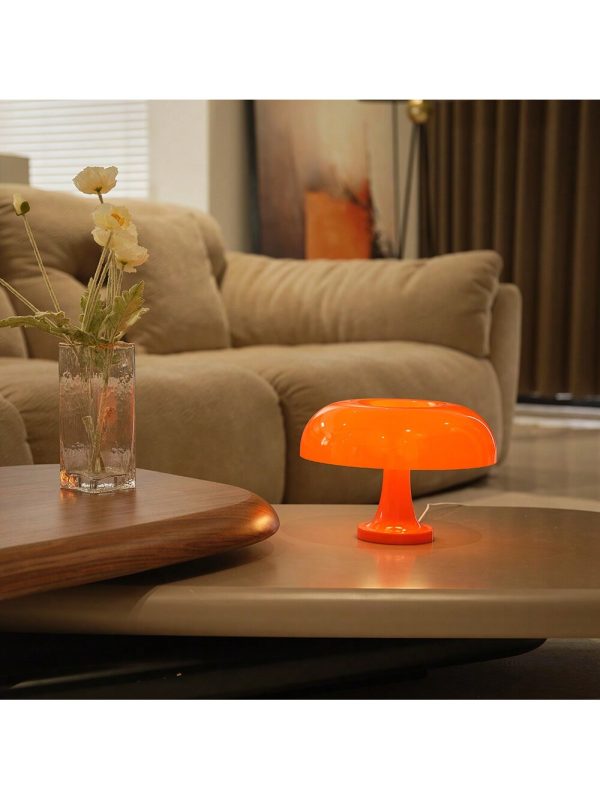 1pc Modern Bedroom Nightstand Lamp With PC Shade, Dimmable Mushroom Table Lamp With 3 Light Modes (Cool/ Warm/ Neutral) Orange